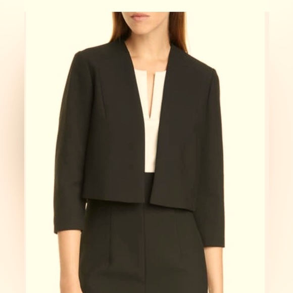 Hugo Boss Jackets & Blazers - NWT Hugo Boss Collarless Crop Black Jacket Size 6